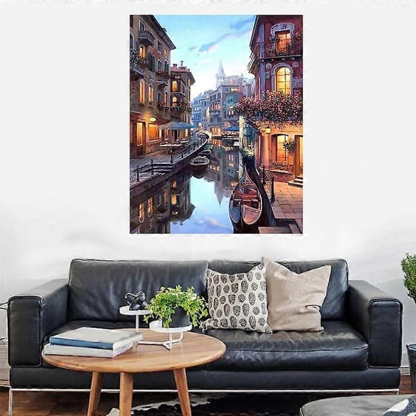 【03】Mal efter nummer DIY Akrylmaling & Voksne 40X45cm Stille Nat med 3 Pensler