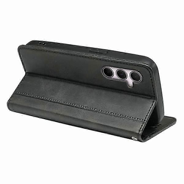 Kompatibel med OnePlus 15 5G Fodral Dold Magnetisk Stängning Kalvtextur Läder Telefonfodral -NBB Black