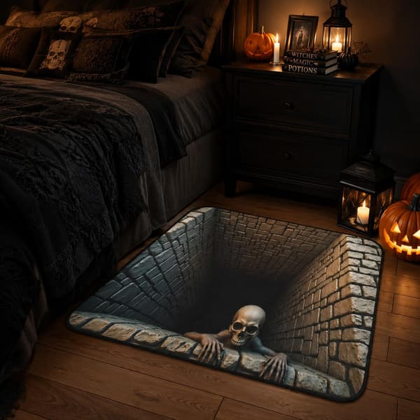 Dørmåtte med Halloween-tema og 3D-optisk illusionsdesign, velegnet til både indendørs og udendørs brug – 80 x 120 cm 80*120cm
