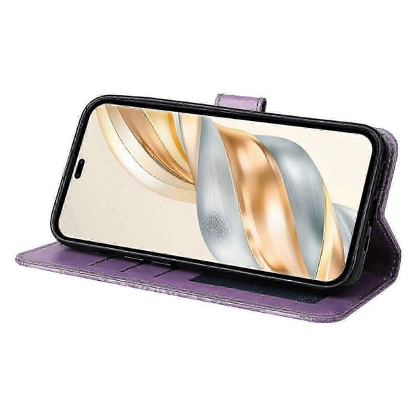 Läderfodral för Honor Magic7 Lite 5G/ X9c 5G Solros Plånboksfodral -NBB Purple