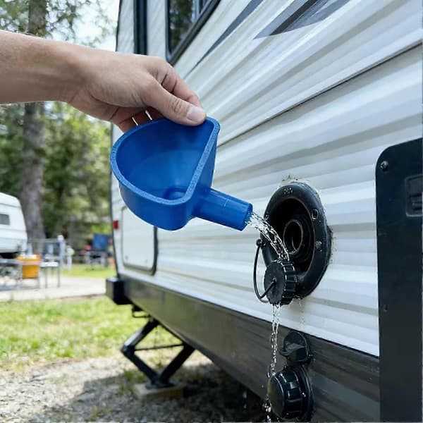 3D-utskriven spillfri påfyllningstratt för husvagn, skåpbil, husbil, resor, camping, vägresor Black