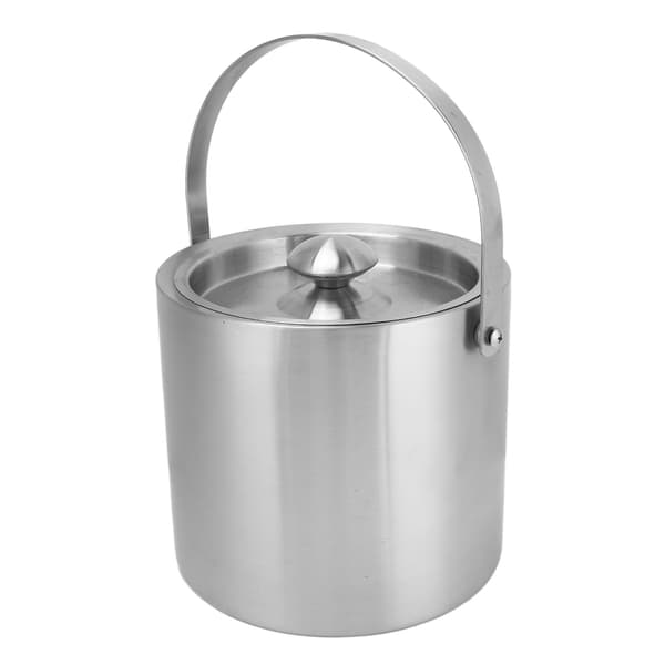 Ishink Rostfritt Stål 3L Dubbelväggig Isolerad Ishink med Lock för Öl Champagne