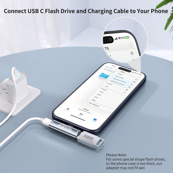 USB-C til USB-C-adapter - 60W hurtigopladning og 10 Gbps dataoverførsel