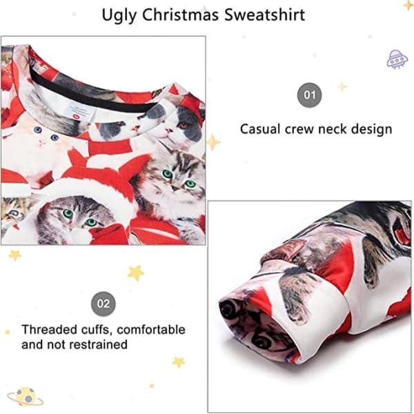 【03】3D-printet grim julesweater, grim julesweater L rød red XL