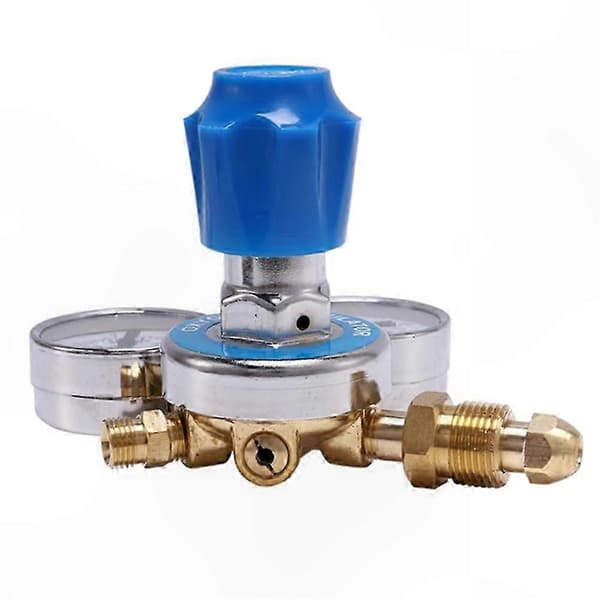 O2-regulator med dobbelt måler til iltbeholder, trykreducer, inhalator blue