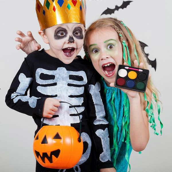 6 farver Halloween børneansigtsmaling sæt tegning kropsmaling kit med pensel til fest børne makeup