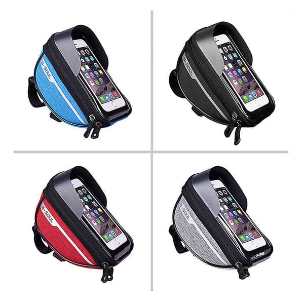 【03】Cykel taske Ramme Hovedrør Styr Mobiltelefon taske Holder Grå Gray 1pc