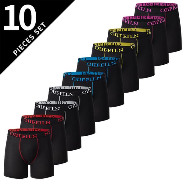 【03】10-pack Men's Underwear, Casual Boxer Briefs, Breathable and Comfortable Elastic Boxer Shorts, Training Shorts 10PC 10PC L