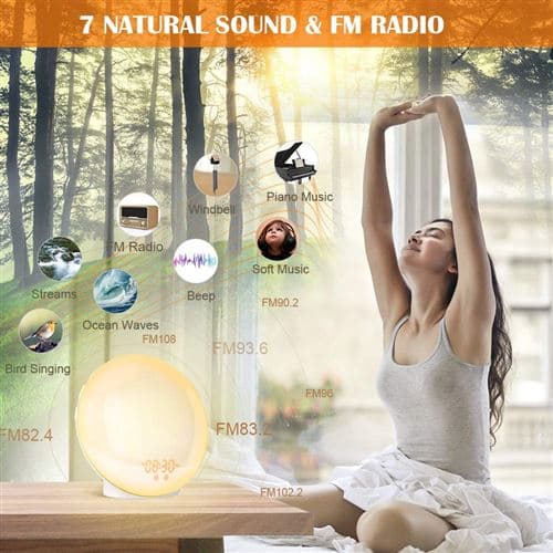【03】Vækkeur LED Radio Vækkeur Morgenlys Sengelampe