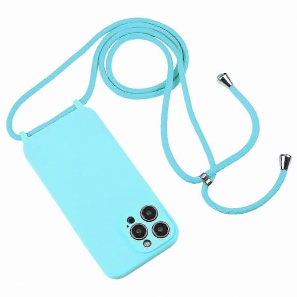 Skulderremsetui med flydende silikone til 14 Pro - HK603 lce Blue
