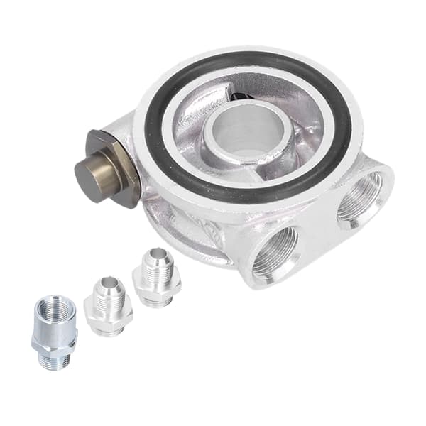 Oliekøler Filter Sandwich Plade Termostat Adapter Sæt 3/4in 16‑UNF AN10 M18x1.5mm Fitting Universal til Bil