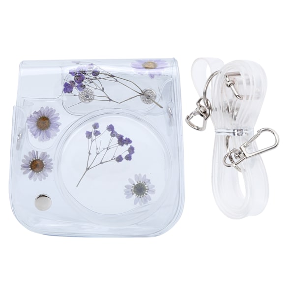Transparent Kameraväska PVC Förvaringsväska med Justerbar Axelrem för Instax Mini 11 Skydd Lila