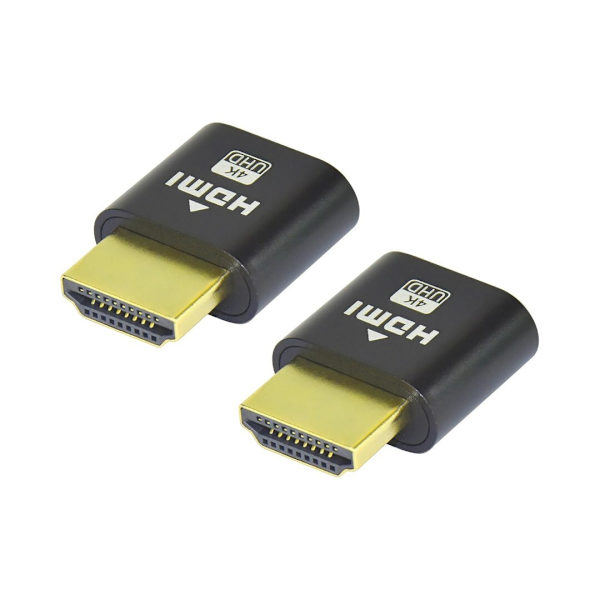 2 st 4K HDMI Dummy Plug, Virtuell bildskärm EDID-emulator, Headless Display Adapter, Dummy Plug HDMI 4K Display Emulator, HDMI grafikkortsfusk