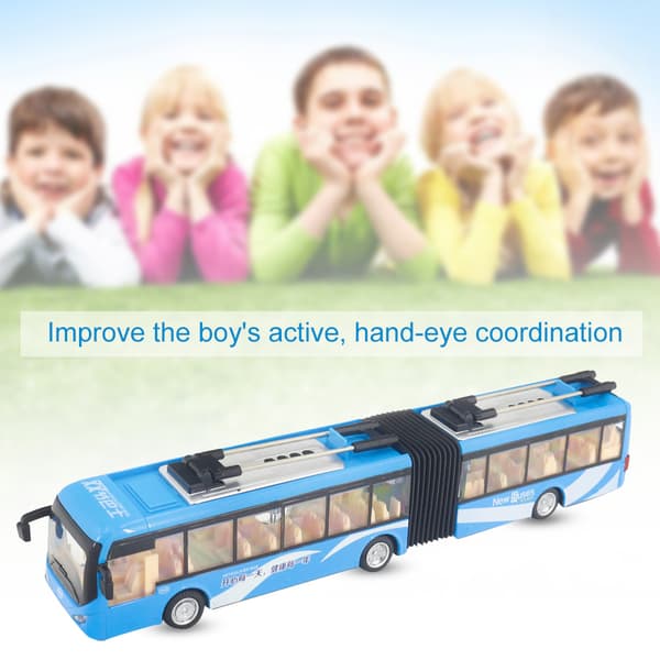 1:48 CS0133 Elektronisk Stadsbuss Lätt Bil Pedagogisk Leksak för Barn Barn Trafikmodell (Blå)