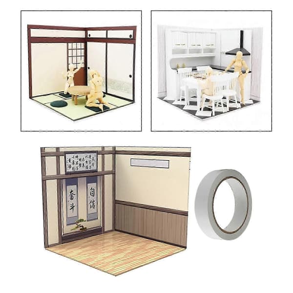 1/12 Skala Display Baggrund til Miniatur Actionfigurer & Trykstøbte Biler - Organiser Din Samling Study Room