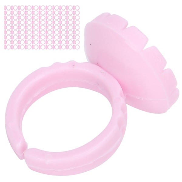 100 st Engångs Ögonfranslim Ring Kopp Ögonfransförlängning Limhållare Tillbehör Rosa