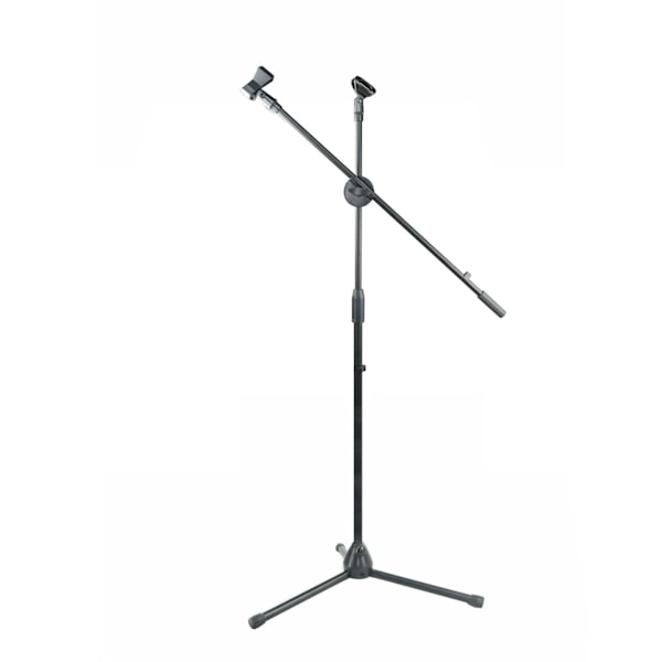 Justerbart Mikrofonstativ, Golvtripod med Klämma för Sång, Scenframträdande, Dubbla Mikrofonklämmor