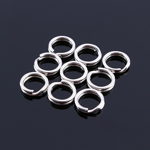 Hot 200 stk. Fiskesolid rustfrit stål Snap Split Ring Lokkemiddel Tackle Connector