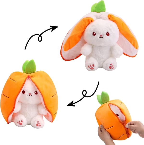 【03】Vendbar kanin, kaninbamse, kanin (gulerod, 25 cm)