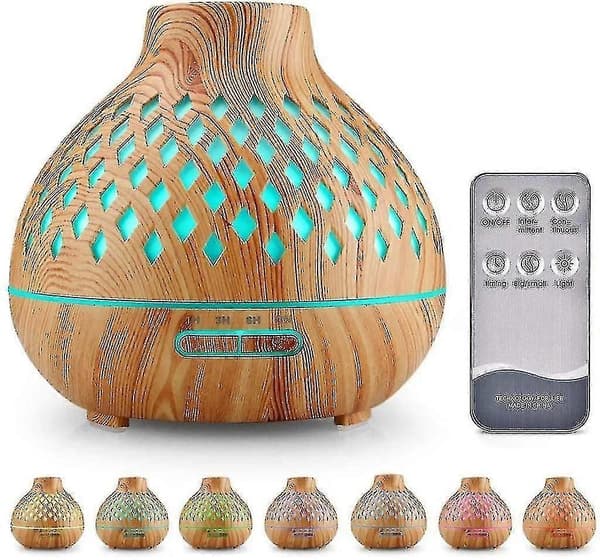 Aromdiffusor, 400 ml luftfuktare, ultraljudseffekt och 7-färgs LED