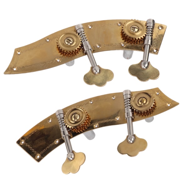 2 stk. basstemmeskruer, dobbelt metalstemmer, dobbelt maskinhoved, reservedel, åben gearknap, guld