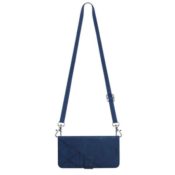 【03】Crossbody 3D-præget Flip Læder Telefonetui, Blå Blue For iPhone 15