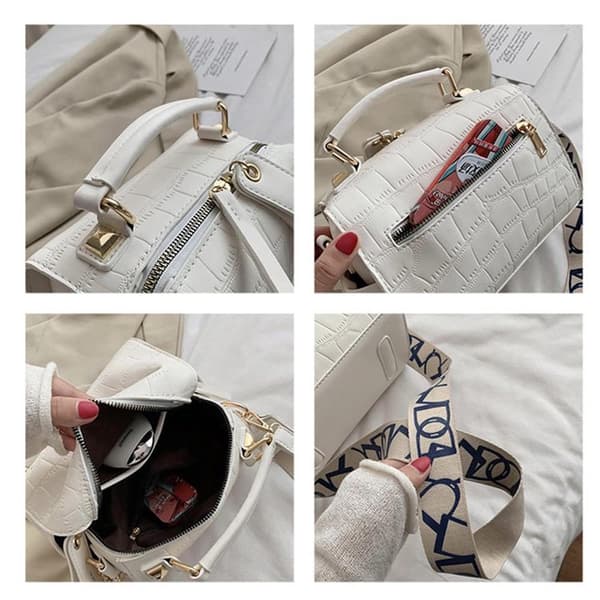 2025 Vit Texturerad Liten Kvadratisk Crossbody Väska för Kvinnor White