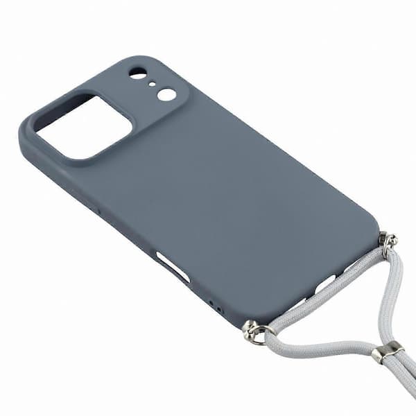 Mjukt TPU-telefonskal med fiberfoder och axelrem för 17 Pro-modeller Lavender Grey
