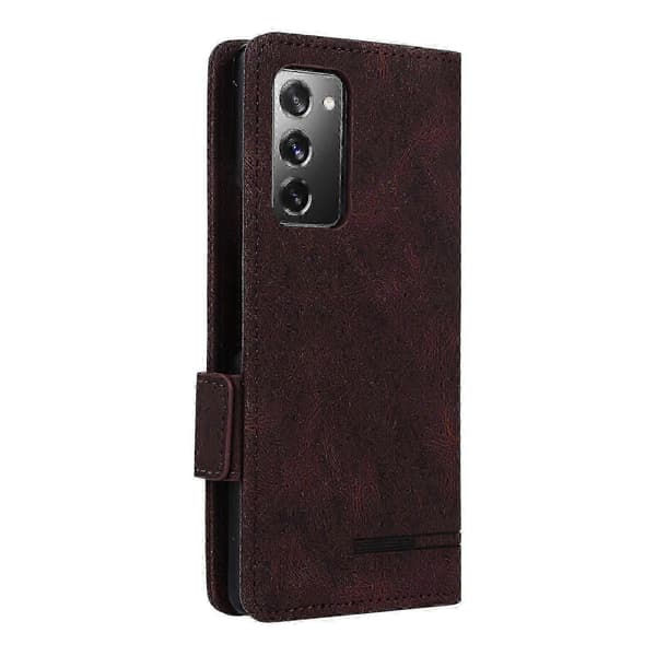 Kompatibel med Galaxy Z Fold2 5G magnetisk flip læderetui med sikker lås Brown