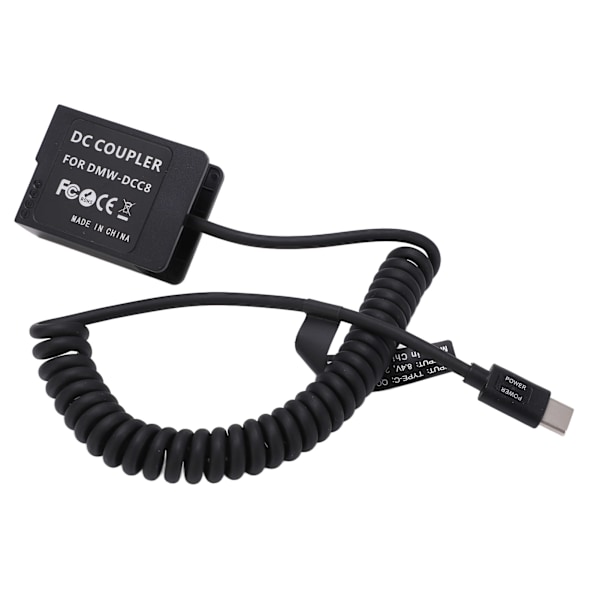 Typ C DMWDCC8 Fullt Avkodad Dummy Batteri Pack Kopplingsadapter med Flexibel Spiralkabel för G5 Kamera