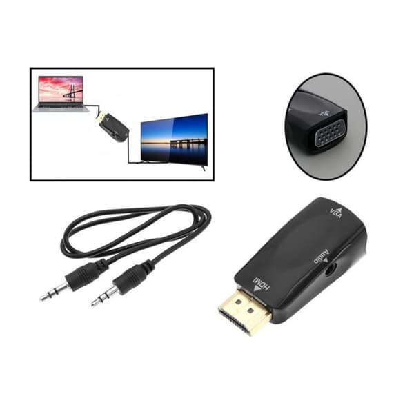 HDMI-VGA-sovitin 3,5 mm AUX-liitännällä