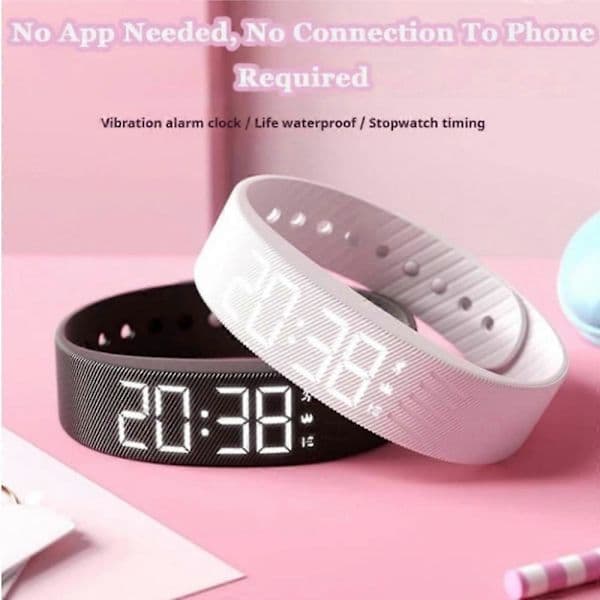 【03】Fitsleeps Lydløs Vibrerende Vækkeur White