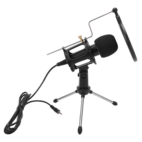USB Dator Mikrofon Kardioid Kondensatormikrofon Kit med Vikbart Stativ för Studioinspelning