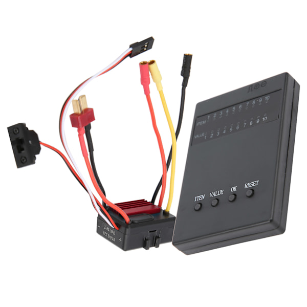 35A Harjaton ESC Sähköinen Nopeudensäädin Ohjelmakortti Sopii 1/18 1/16 RC Automalliin (Punainen)