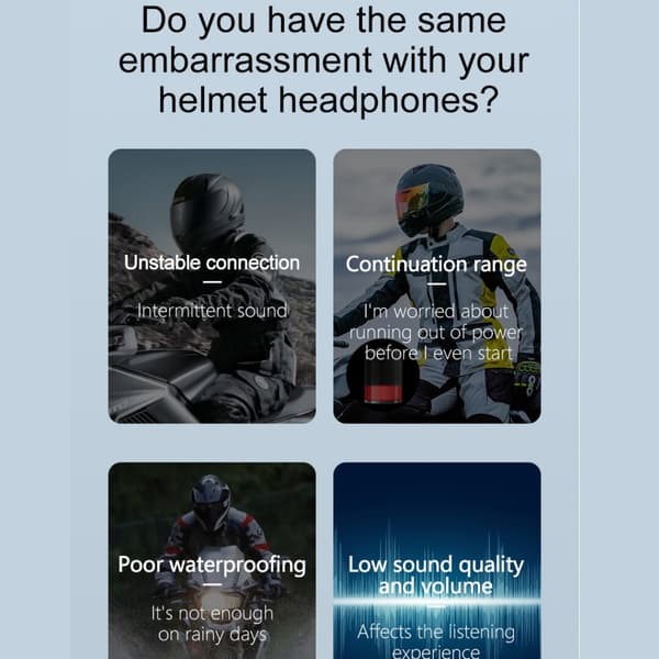 Y10-2X Motorcykelhjälm Bluetooth-headset, Dubbel 300m intercom, Bluetooth-hörlurar, Smart brusreducering, Kompatibel med alla hjälmar