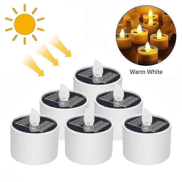 【03】Solar Powered Tea Lights for Outdoor Use, 6-Pack Solar Lights, Flickering Outdoor, Solar Tea Lights