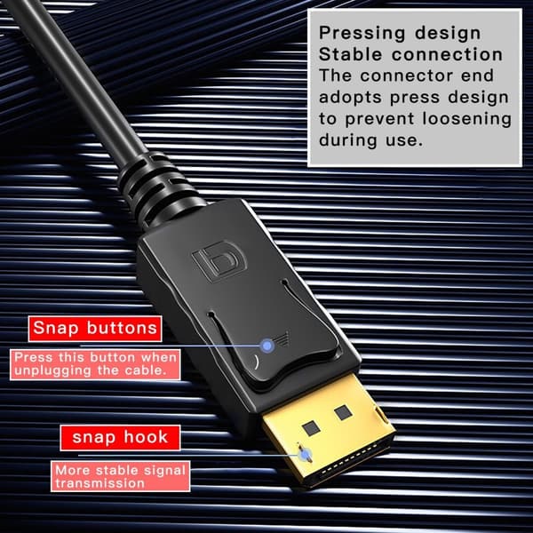 4K 60Hz Displayport til HDMI-kabel 1,8 m, IKKE HDMI til Displayport-adapter, Display Port til HDMI-kabel, DP til HDMI-adapterkabel