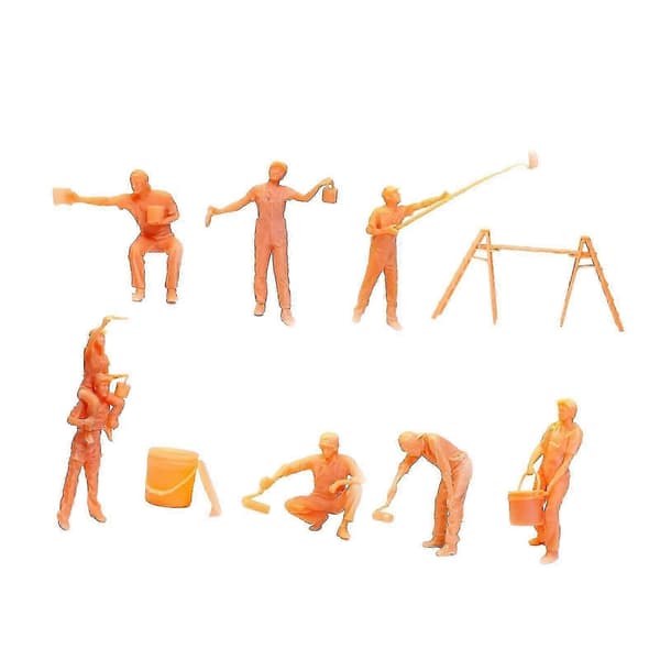 9x Mini 1/64 Resin Malerfigurer Dekoration Model Samlerobjekter Tilbehør