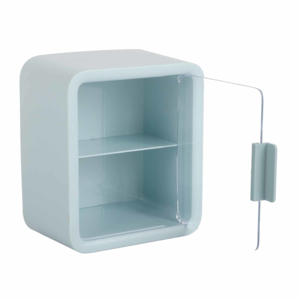 Dockskåpsrum Dockskåp Skåp Display Box Förvaringsfodral 2 Lager Transparent Dörr Blå