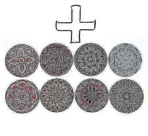 Stk. Diamantmaleri Coasters Med Holder, Gør-det-selv Mandala Coasters Diamantmaleri Sæt Til Begyndere Voksne -XN D with holder