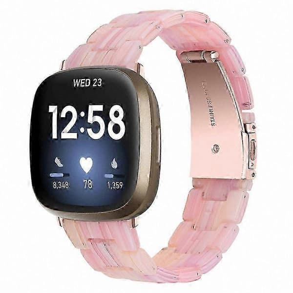 20 mm harpiksrem med spænde i rustfrit stål til Fitbit Versa 4/Sense 2 udskiftningsurrem Silk White