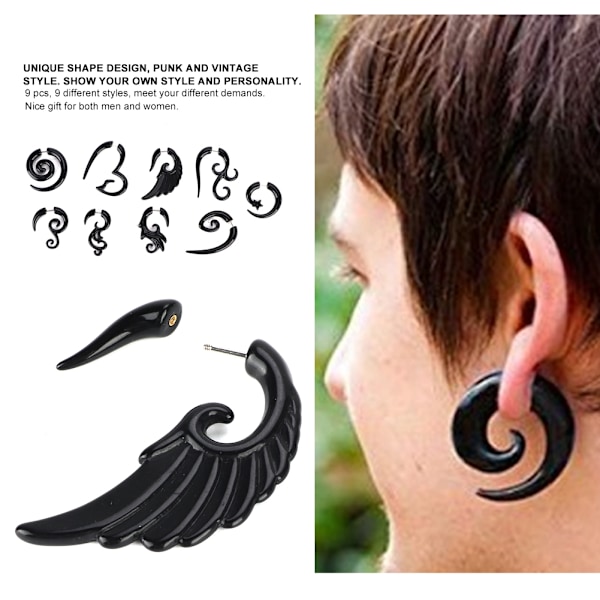 9 st / Set Akryl Örhängen Punk Stil Öronstift Piercing Smycken