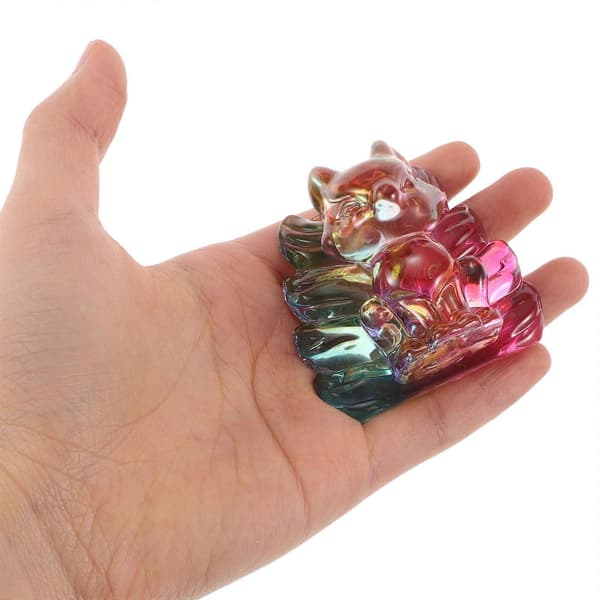 Rævefigur Ornament Krystal Ni-halet Ræv Statue Håndskåret 2 Styk
