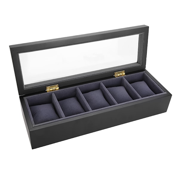 5 rum Stoving Lak Ur Display Case Opbevaringsboks Organizer Smykkeskrin (Sort)