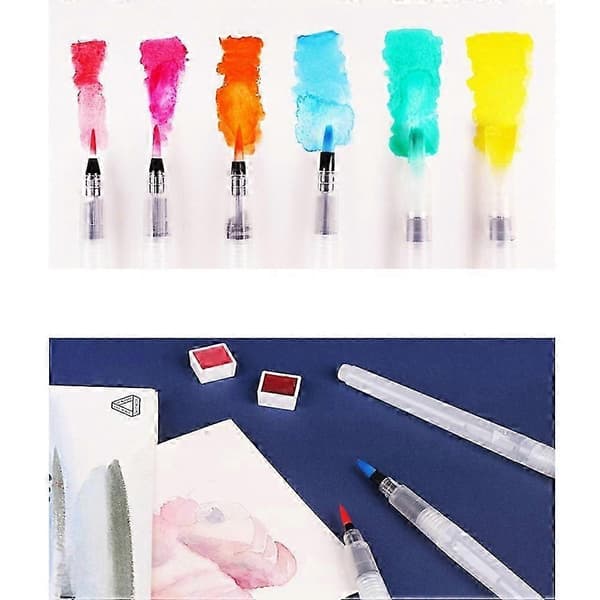 Akvarellpennor, PP-nylonhylsa, tryckkontrollerat bläckflöde, lätt att rengöra, 9-pack, 19 x 2 cm