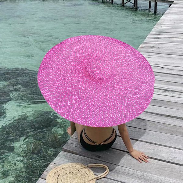 Oversized Strandhatte til Kvinder, Floppy Solhat i Strå, Bredskygget Strandhat i Strå til Kvinder, Pakbar Solbeskyttelseshue til Stranden