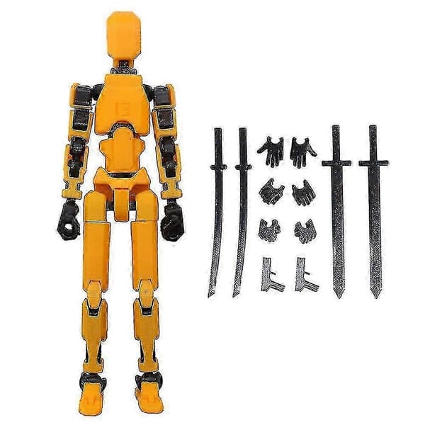 T13 Titan Robot Actionfigur - 3D-printet samleobjekt til sci-fi-entusiaster Black Orange