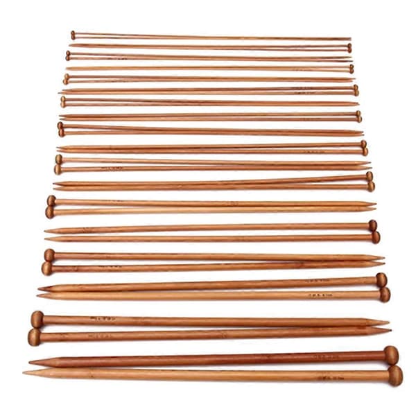 36 st. sticknålar i bambu, karboniserade virknålar med en ände från 2,0 mm till 10 mm