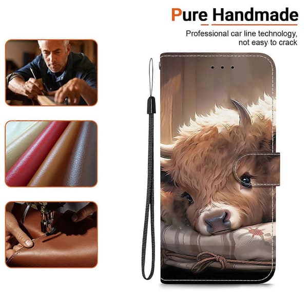 【03】Læderetui med stativ, pung og mønstertryk til Samsung Galaxy A16 5G/4G med håndledsrem Multicolor Multicolor Calf