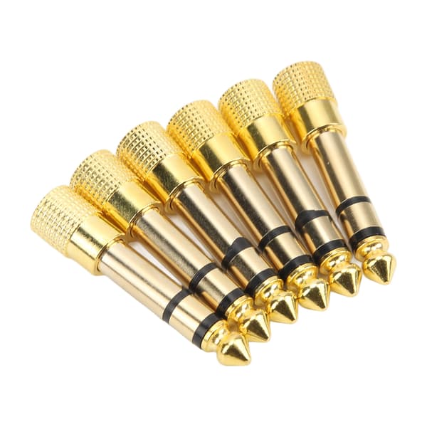 6 stk. hovedtelefonadapter 3,5 mm til 6,35 mm metalmikrofonkonverter stereolydstikadapter til mixer